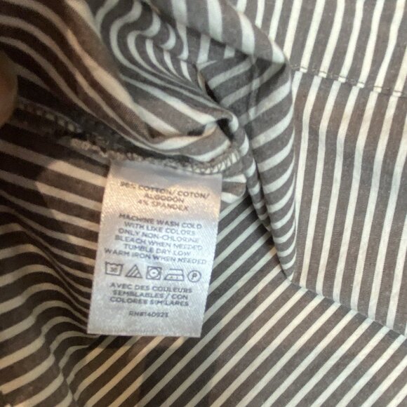 Ann Taylor Womens Shirt Dress Button Down Grey White Pin Stripe Cotton Blend 10 - Picture 5 of 10